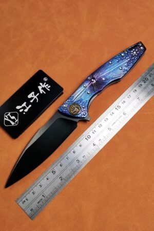Crater Sanding DLC M390 Titanium Handle SF Folding Knife