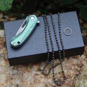 Titanium Handle Mini Damascus Folding Fold Folding Knife