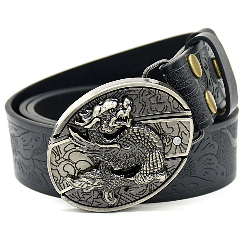 ebff71facab77744217c0966a5863eb.png Belt Buckle Pocket Knife-Flying Dragon Knife Buckle Embossed Brown