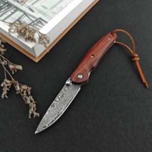 The Red Sparrow Damascus Is Small And The Small Is Broken Folding Knife