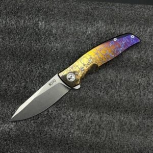 Yuji Evolver M390 Lightning-Pattern Titanium Handle Folding Knife