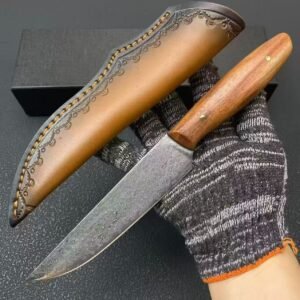 Damascus Fruit Knife with Red Sandalwood Handle