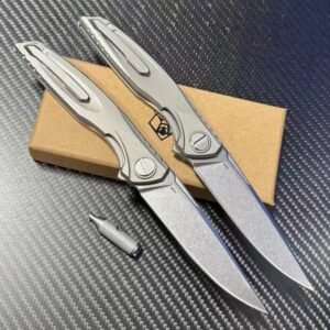 Bear Head Storm Titanium Handle Folding Knife