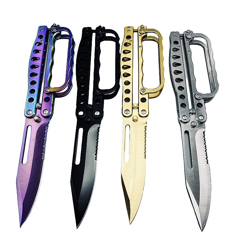 fd373090fb3a2fceae5e078d6168e84_副本.webp butterfly trench knife-4 colors folding Balisong with knuckle guard