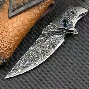 The Black Scorpion Of The Desire For Fire Is Broken By The Great Damascus Folding Knife