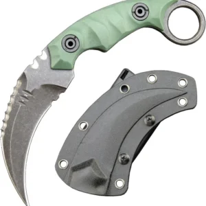Karambit Knife D2 Steel + Nylon Fiberglass Handle Outdoor Claw Knife With Kydex Sheath Edc-Greeng