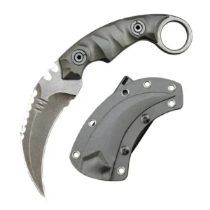 Karambit Knife D2 Steel + Nylon Fiberglass Handle Outdoor Claw Knife With Kydex Sheath Edc-Sliver