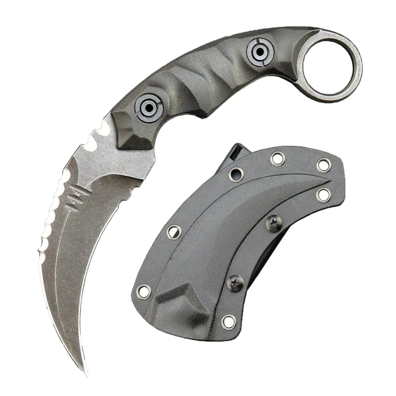 imgi_9_O1CN01uWav7q1qdkrT7zn8J_4128405519-0-cib-1.webp Karambit Knife D2 Steel + Nylon Fiberglass Handle Outdoor Claw Knife With Kydex Sheath Edc-Sliver