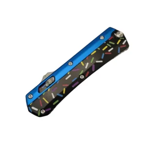 Donut Fighter Switchblade OTF Knife--Blue & Black