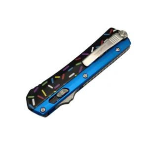 Donut Fighter Switchblade OTF Knife--Blue & Black