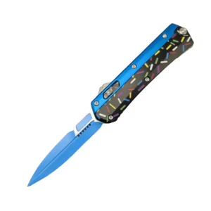 Donut Fighter Switchblade OTF Knife--Blue & Black